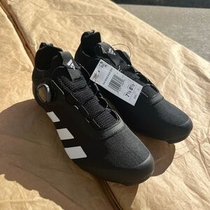 ADIDAS The Road Shoe BOA Black Cycling Shoes with White Stripes